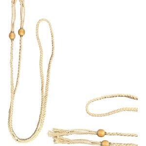 Elegant vintage Tan Rope Belt with Wooden Beads